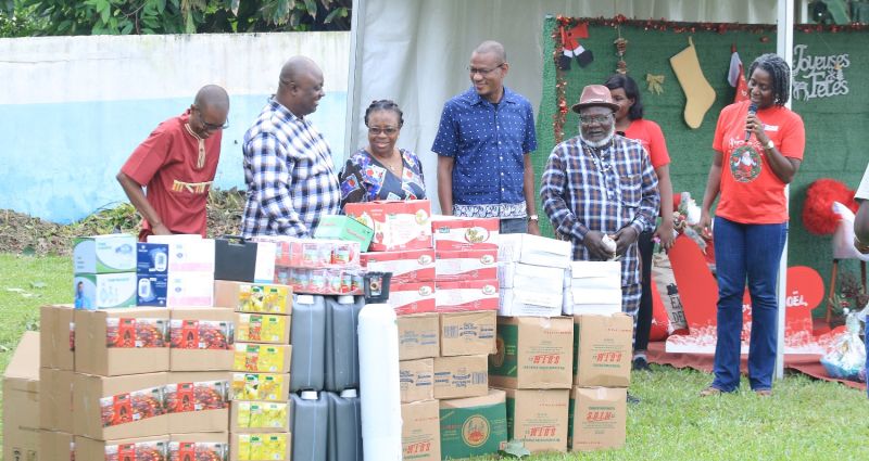 food, nonfood items, and an oxygen circuit donated to Bingerville General Hospital